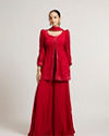 Cherry Red Bel Buti Embroidered Stitched Suit Set with Sequin Work & Cuffed Sleeves